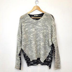 Maude Vivante Silver Black 2 Tone Metallic Long Sleeve Sweater, Size Medium, GUC